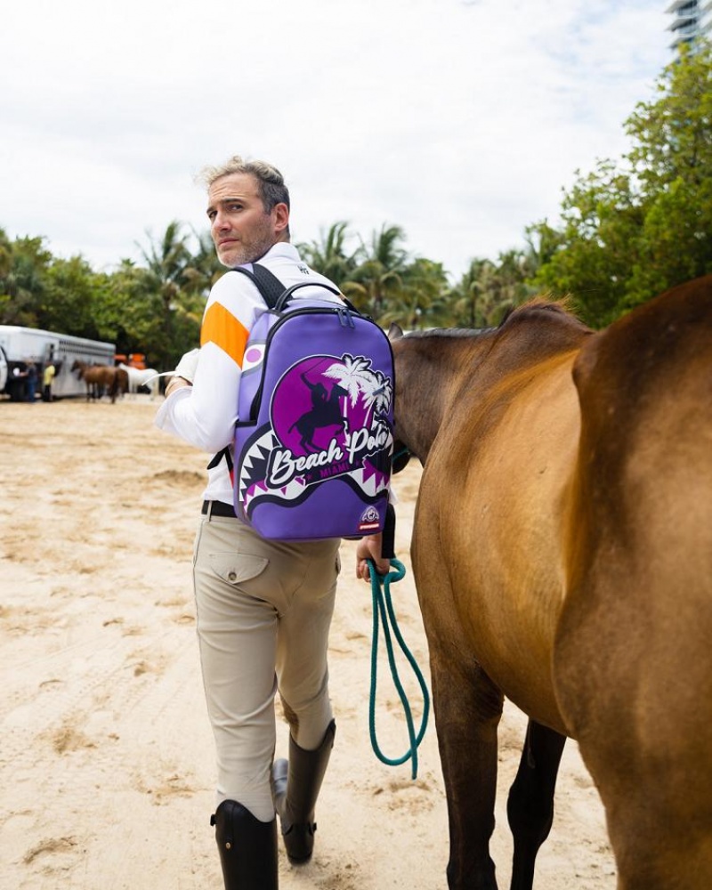 Purple Men's Sprayground Miami Beach Polo Backpacks | JDOY60738