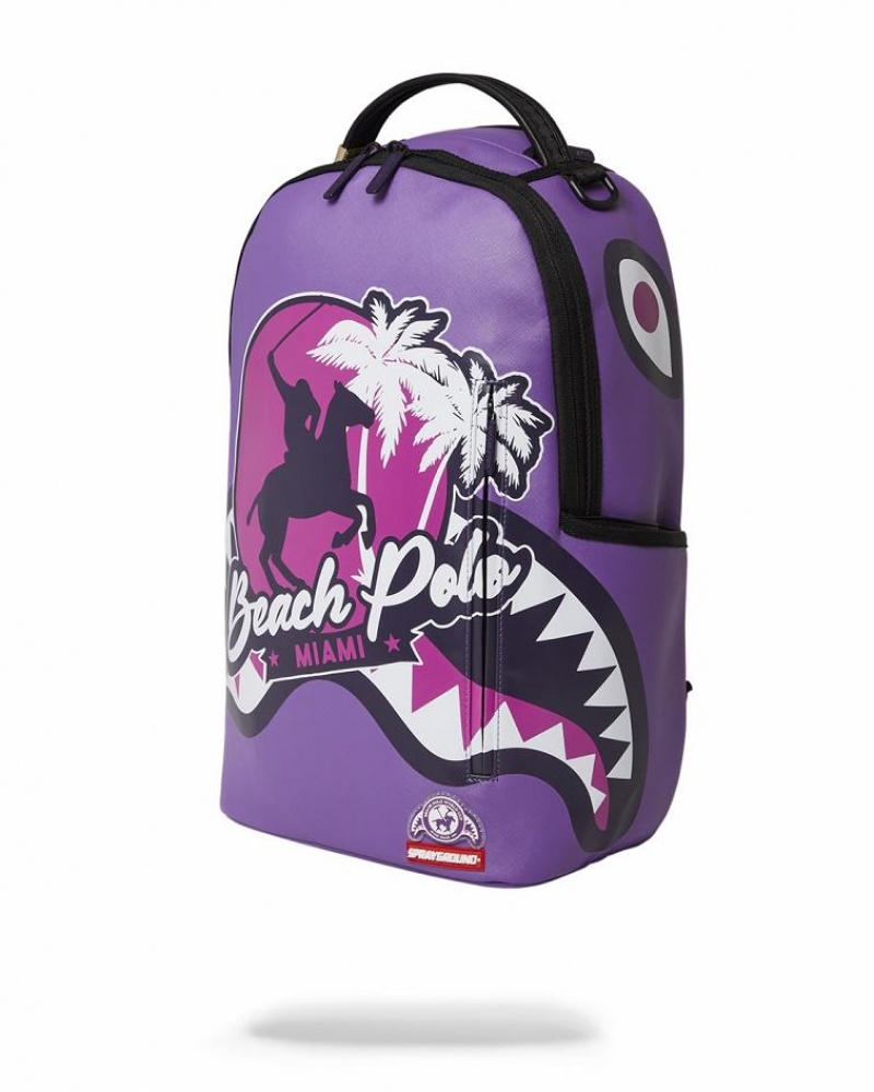 Purple Men's Sprayground Miami Beach Polo Backpacks | JDOY60738