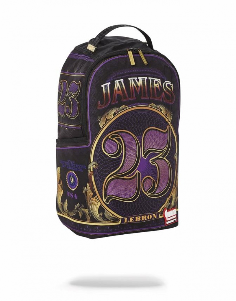 Purple Men's Sprayground Nba Lebron Money Backpacks | MXDH03986