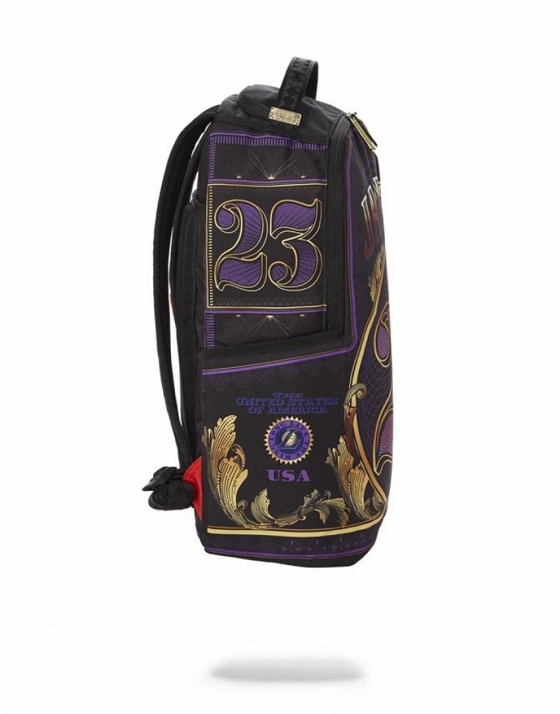 Purple Men's Sprayground Nba Lebron Money Backpacks | MXDH03986