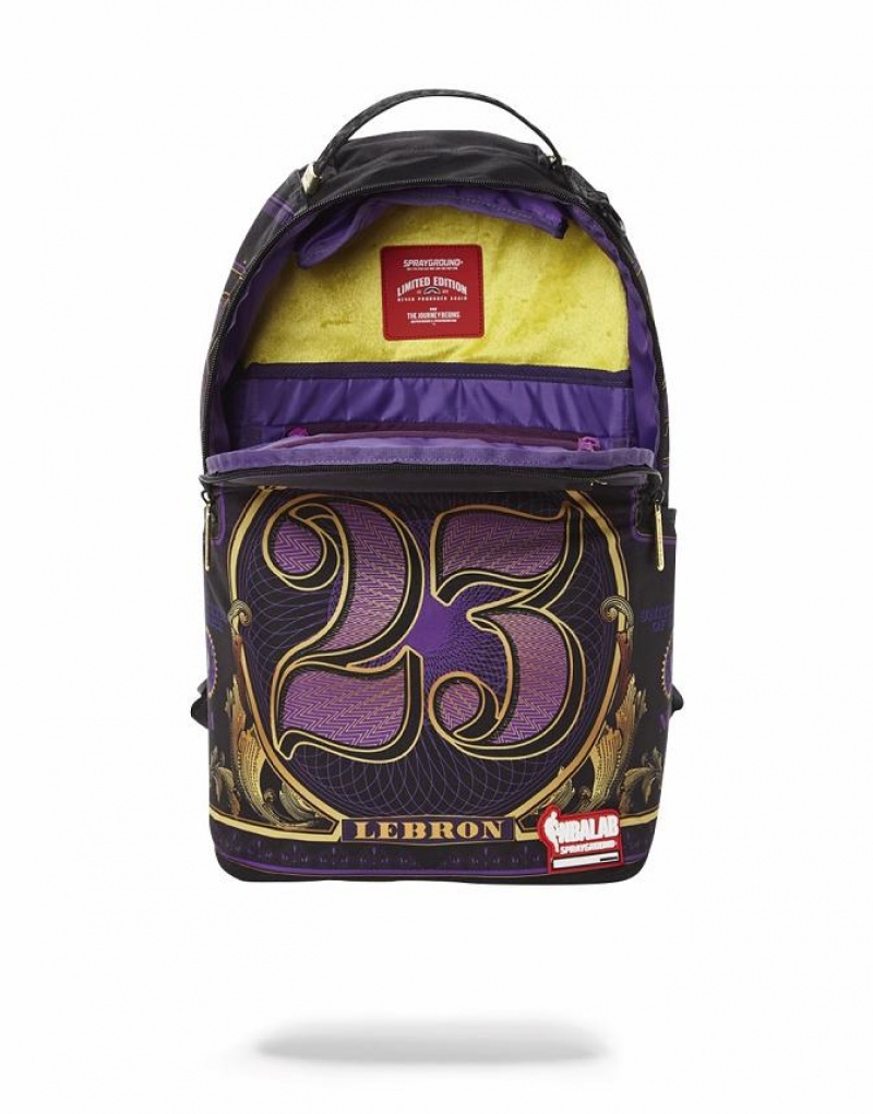 Purple Men's Sprayground Nba Lebron Money Backpacks | MXDH03986