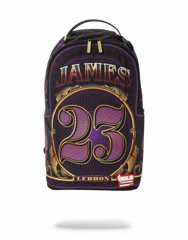 Purple Men\'s Sprayground Nba Lebron Money Backpacks | MXDH03986