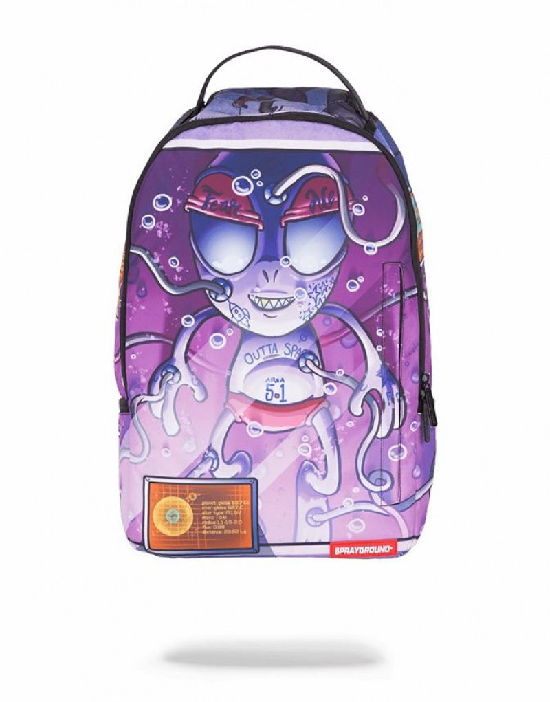 Purple Men\'s Sprayground Outta Space Backpacks | ESYV61502