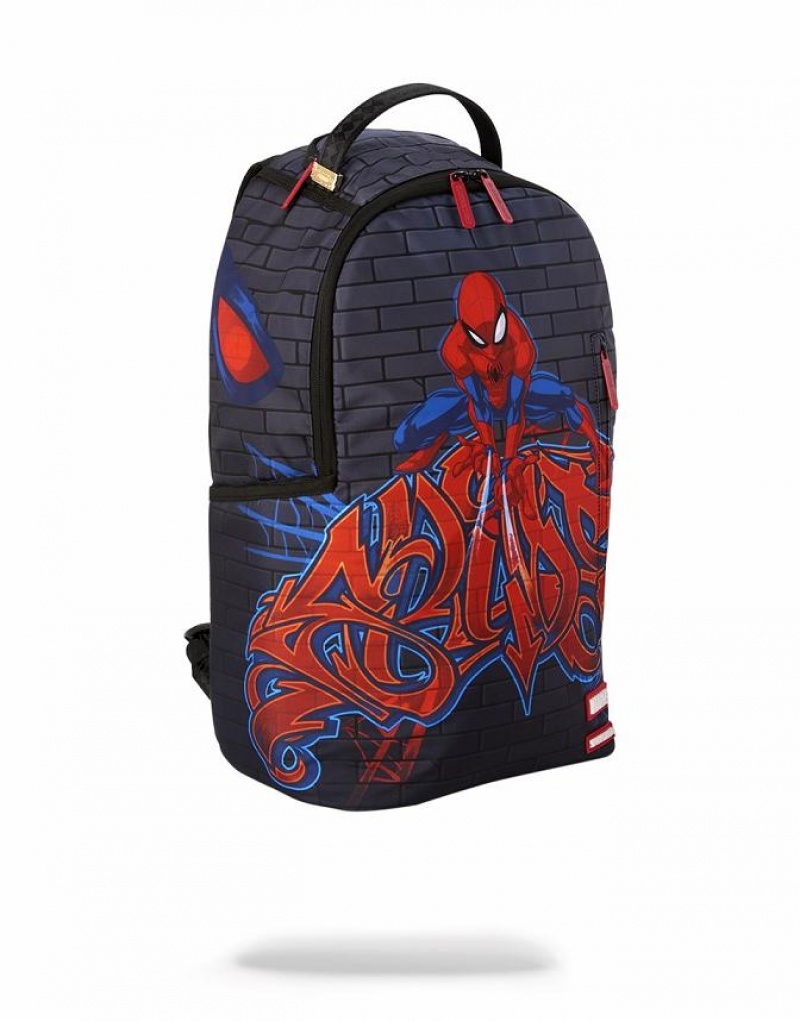 Purple Men's Sprayground Spiderman Backpacks | HQIJ89431