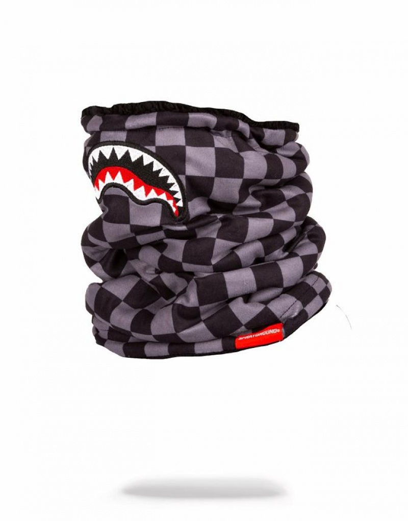 Purple Women's Sprayground Checkered Shark Neck Warmer | MHNY06513