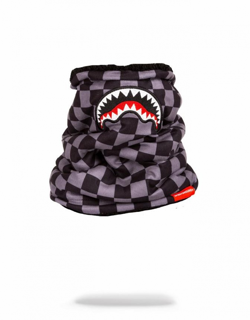 Purple Women\'s Sprayground Checkered Shark Neck Warmer | MHNY06513