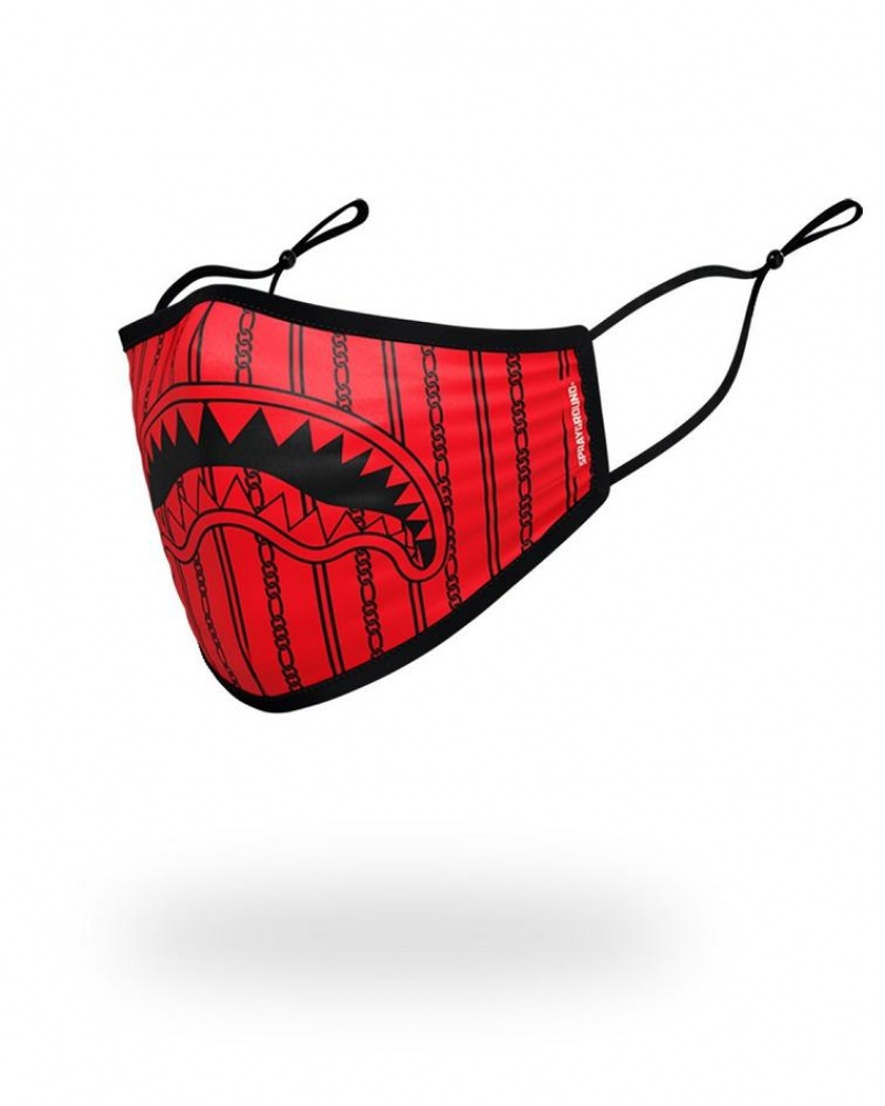 Red Black Men's Sprayground Reverse Sharks In Paris Face Masks | HWLE45896