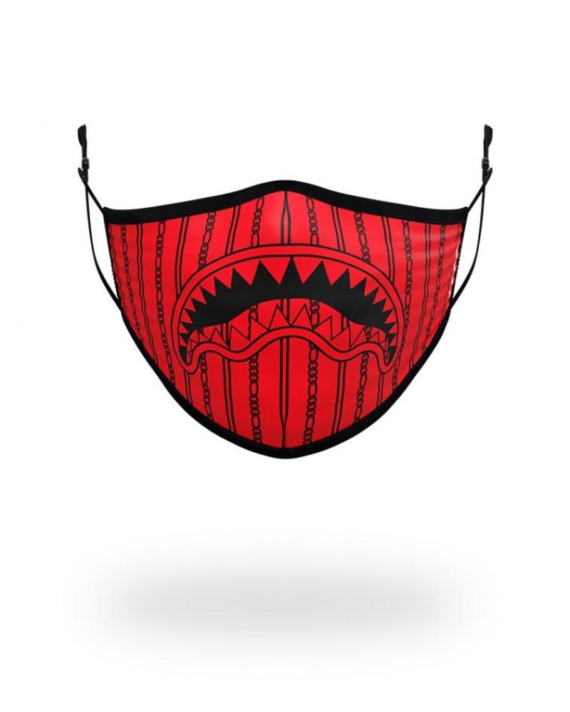 Red Black Men\'s Sprayground Reverse Sharks In Paris Face Masks | HWLE45896