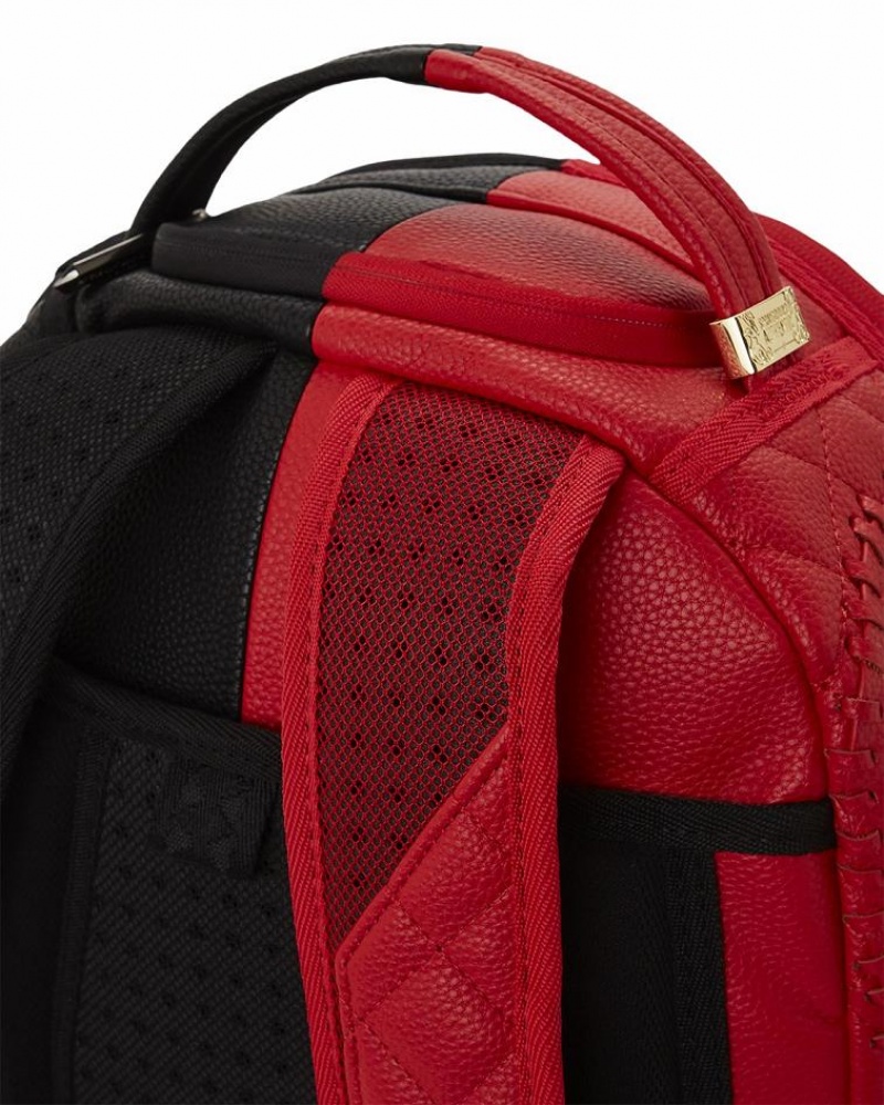 Red Black Men's Sprayground Riviera Split Backpacks | VLJX91274