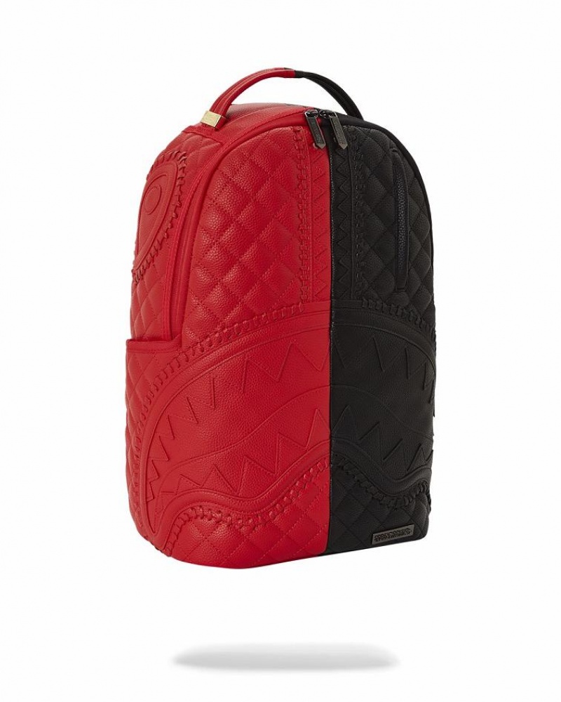 Red Black Men's Sprayground Riviera Split Backpacks | VLJX91274