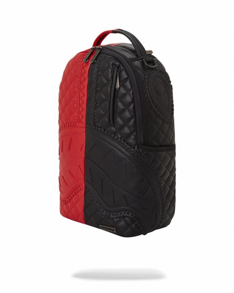 Red Black Men's Sprayground Riviera Split Backpacks | VLJX91274