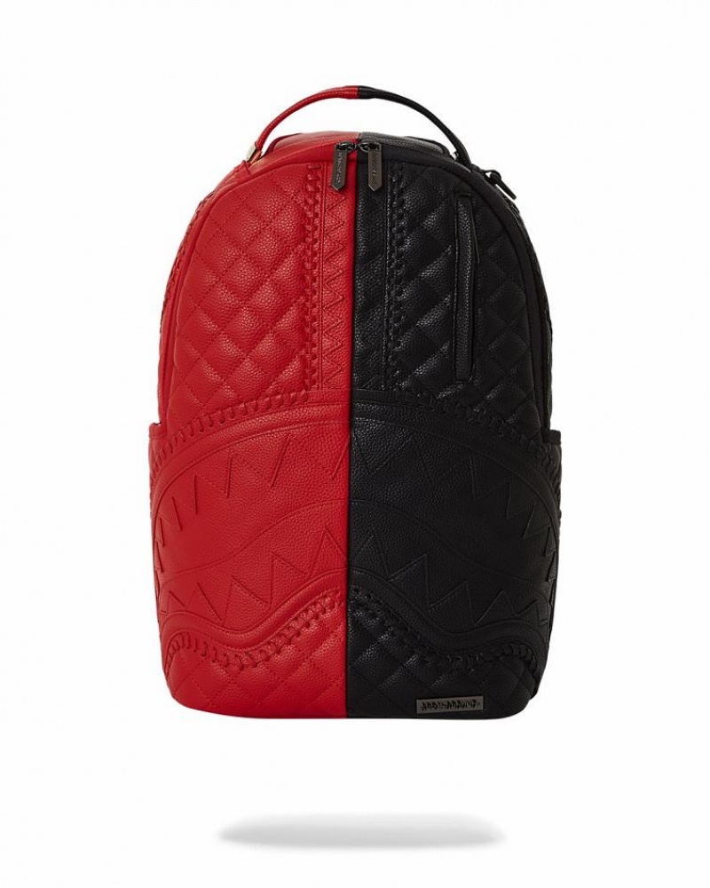 Red Black Men\'s Sprayground Riviera Split Backpacks | VLJX91274