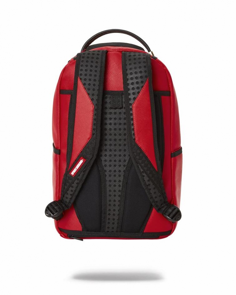 Red Black Men's Sprayground Shark Central Backpacks | DGCV73860