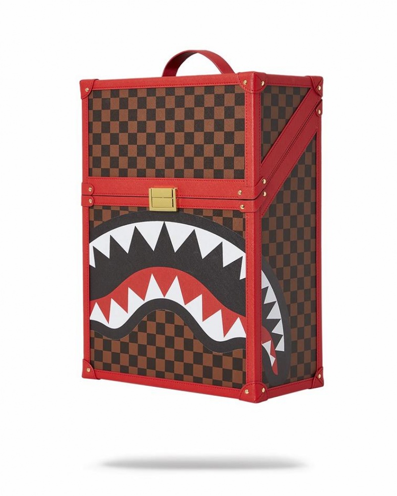 Red Brown Men's Sprayground All Or Nothing Sharks In Paris Backpacks | HRMS39261