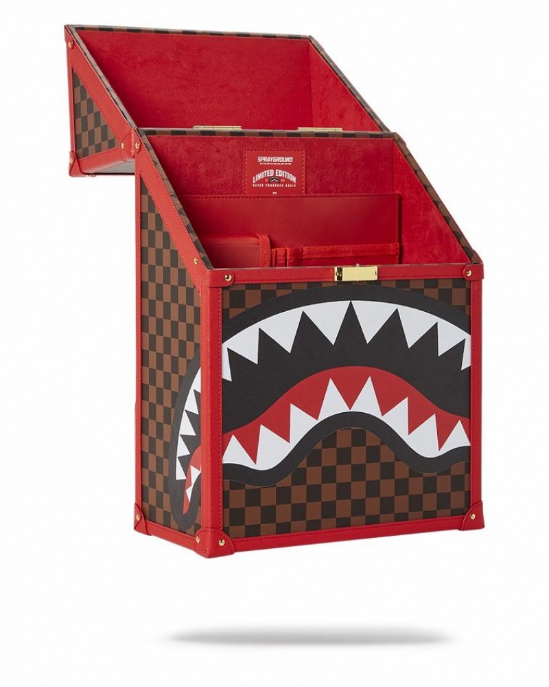 Red Brown Men's Sprayground All Or Nothing Sharks In Paris Backpacks | HRMS39261