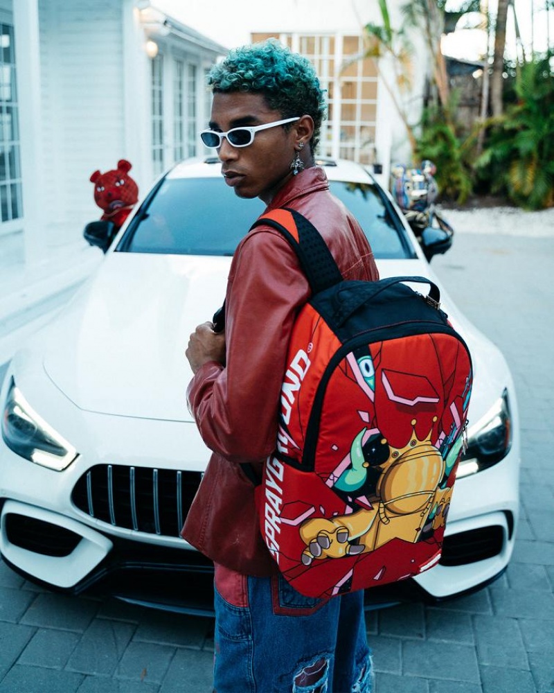 Red Men's Sprayground Astromane Space Odyssey Backpacks | TSZG85436