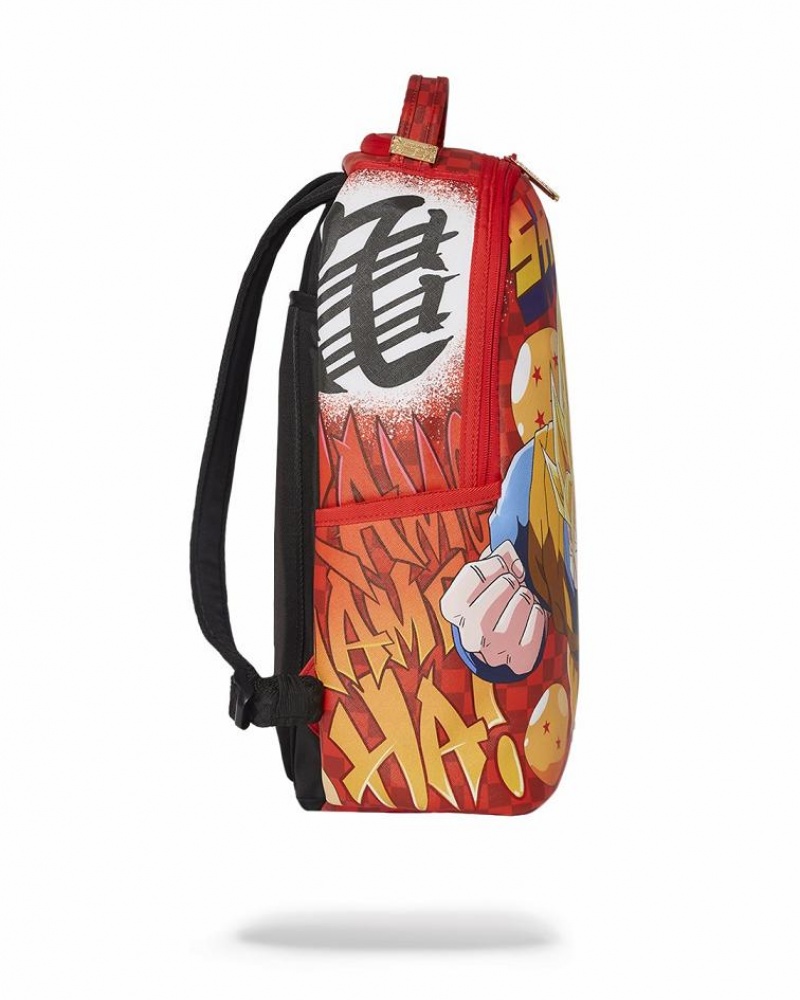 Red Men's Sprayground Dbz Super Saiyan Backpacks | YQOS48762