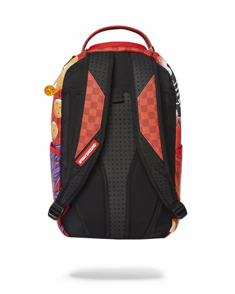 Red Men's Sprayground Dbz Super Saiyan Backpacks | YQOS48762