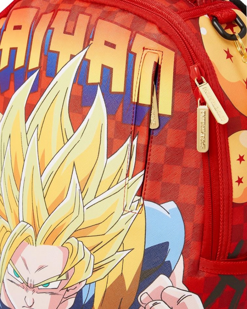 Red Men's Sprayground Dbz Super Saiyan Backpacks | YQOS48762