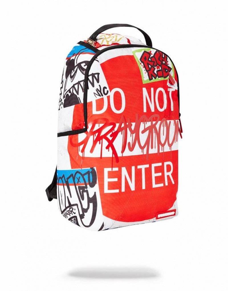 Red Men's Sprayground Do Not Enter Backpacks | HOVA91426