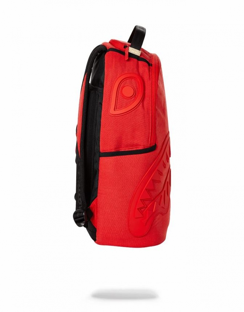 Red Men's Sprayground Ghost Rubber Shark Backpacks | KHPZ49501