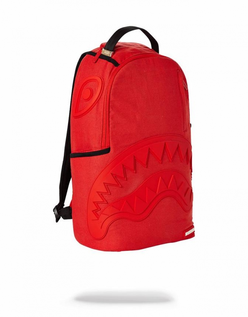 Red Men's Sprayground Ghost Rubber Shark Backpacks | KHPZ49501