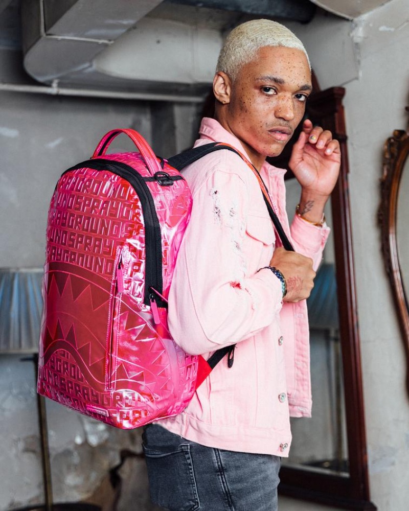 Red Men's Sprayground Infiniti Pink Diamond Backpacks | NWHK06497