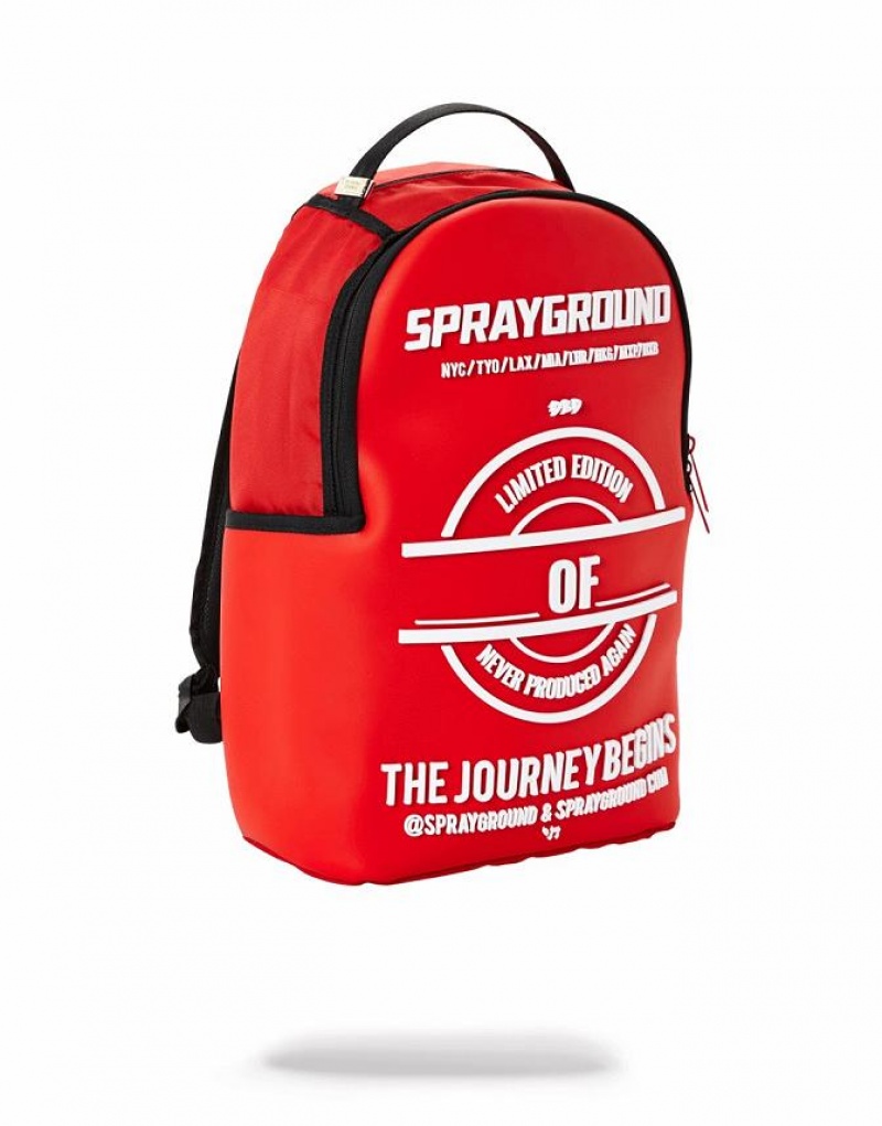 Red Men's Sprayground Label Backpacks | RTDS04957