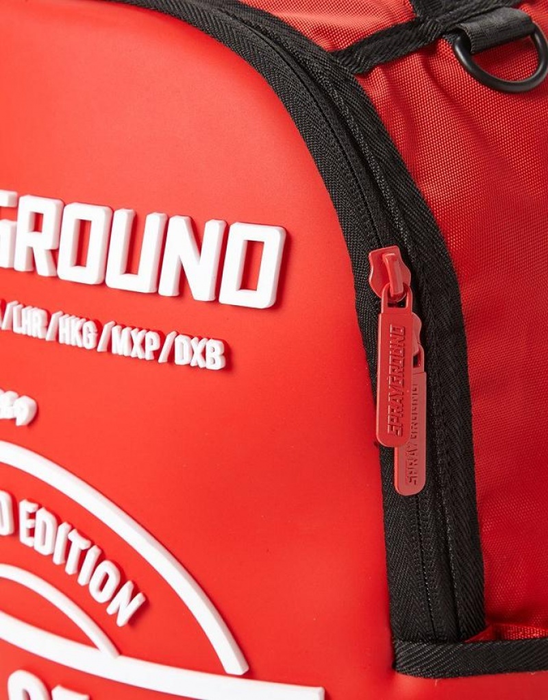 Red Men's Sprayground Label Backpacks | RTDS04957