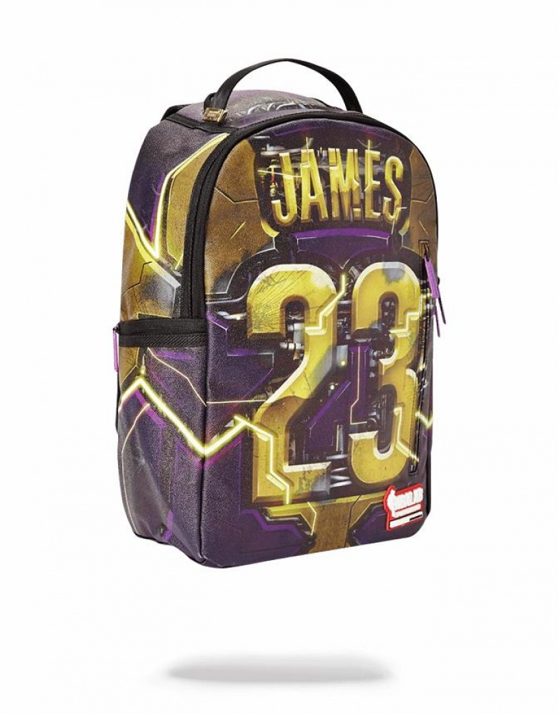 Red Men's Sprayground Lebron James Cyborg Backpacks | KNXO13650