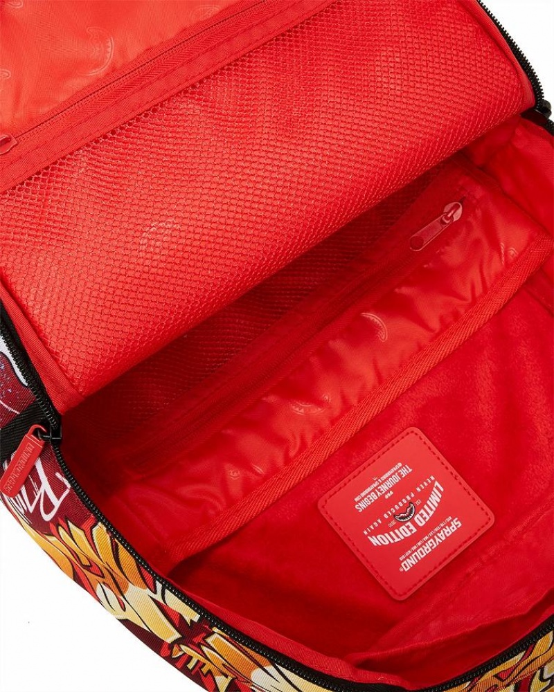 Red Men's Sprayground Money Bear Backpacks | LPRE65024