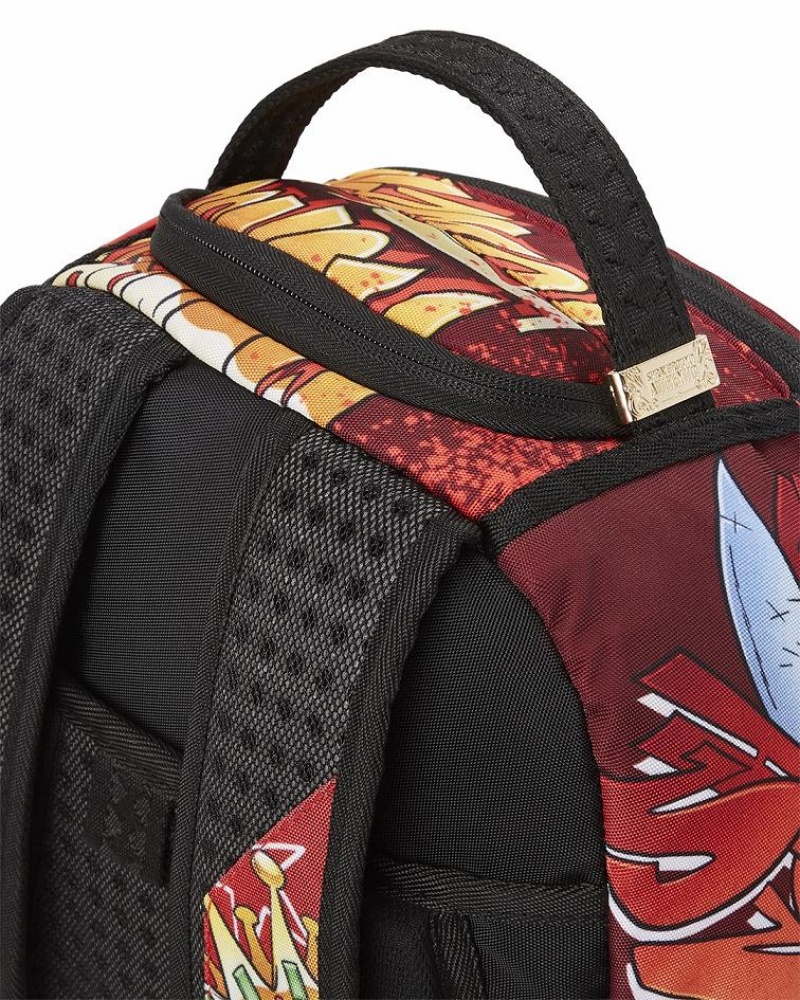 Red Men's Sprayground Money Bear Backpacks | LPRE65024