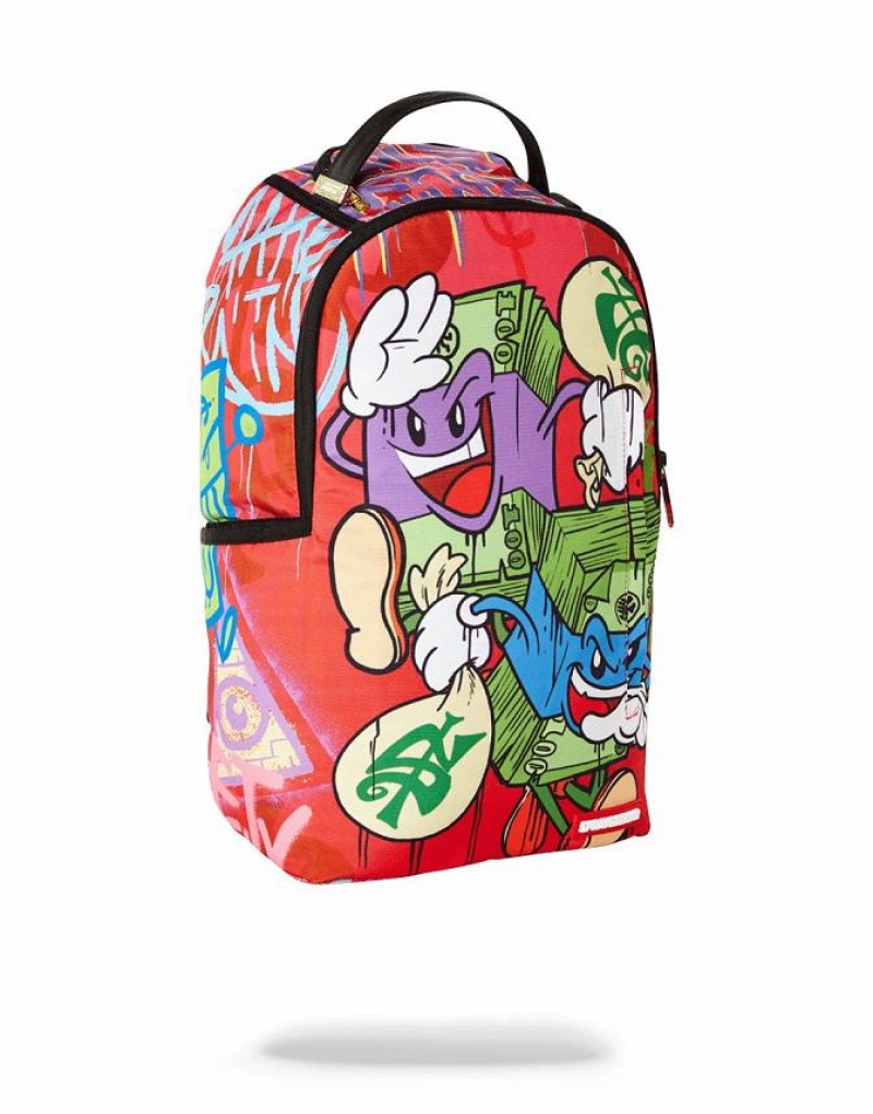 Red Men's Sprayground Money Stacks Backpacks | IUGQ67024