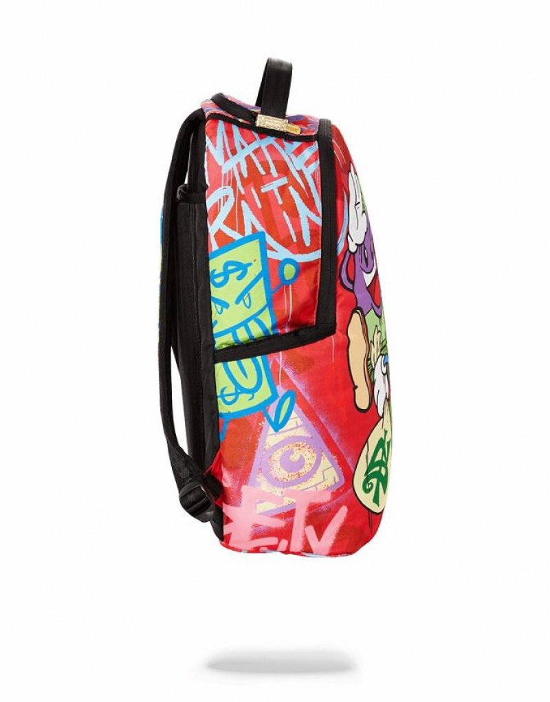 Red Men's Sprayground Money Stacks Backpacks | IUGQ67024