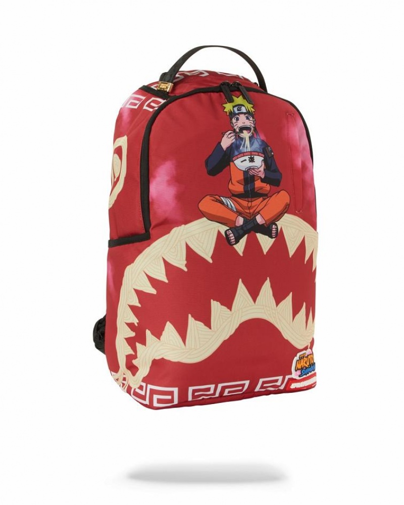 Red Men's Sprayground Naruto Ramen Shark Backpacks | WKDY97026