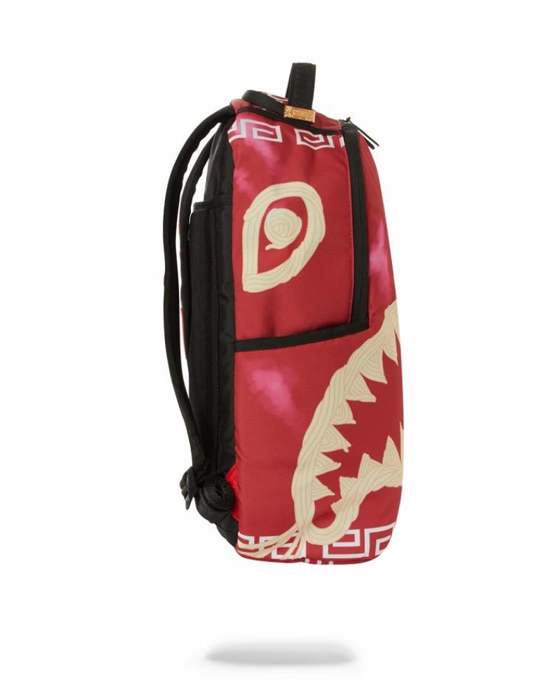 Red Men's Sprayground Naruto Ramen Shark Backpacks | WKDY97026