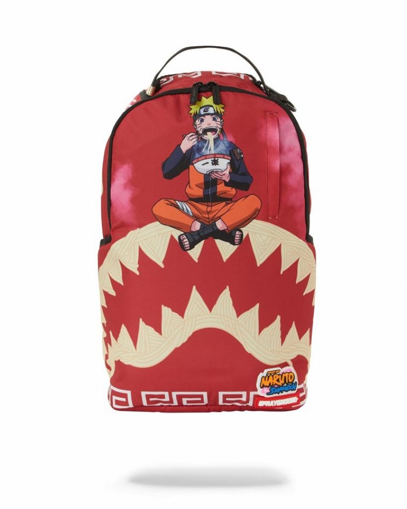 Red Men\'s Sprayground Naruto Ramen Shark Backpacks | WKDY97026