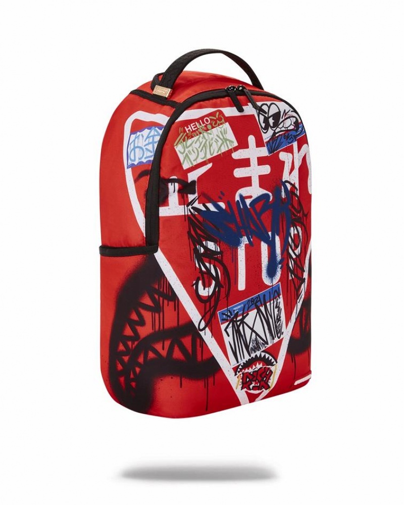 Red Men's Sprayground Night Flight Backpacks | DTNO90824