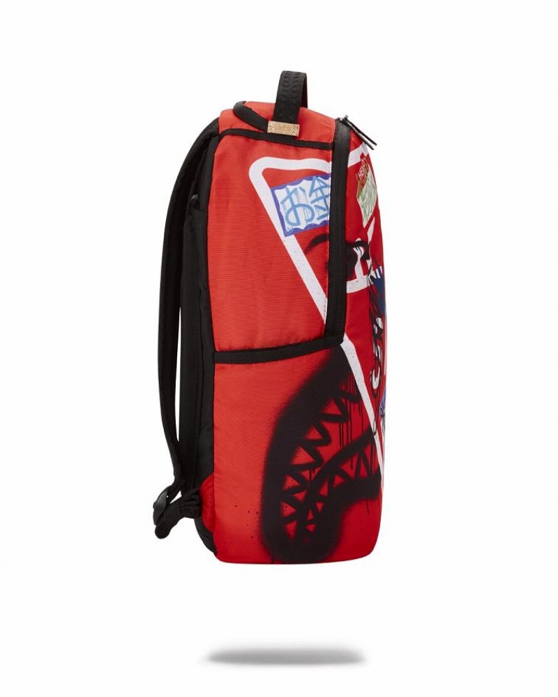 Red Men's Sprayground Night Flight Backpacks | DTNO90824