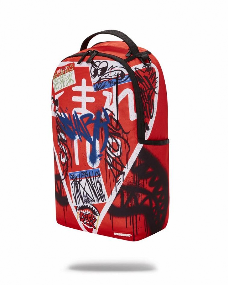 Red Men's Sprayground Night Flight Backpacks | DTNO90824