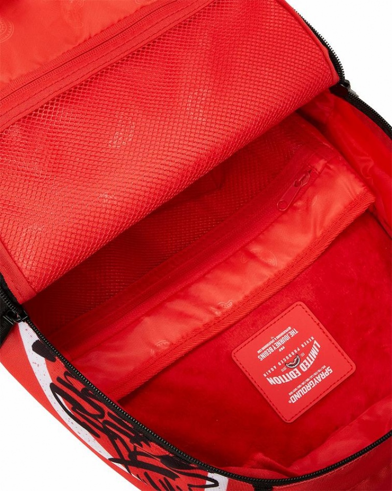 Red Men's Sprayground Night Flight Backpacks | DTNO90824