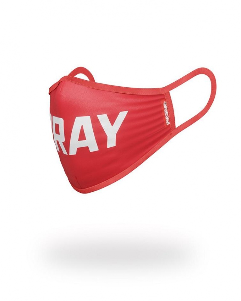 Red Men's Sprayground Pray Face Masks | IUZT18562