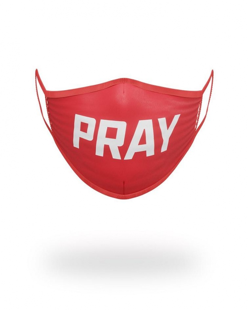 Red Men\'s Sprayground Pray Face Masks | IUZT18562