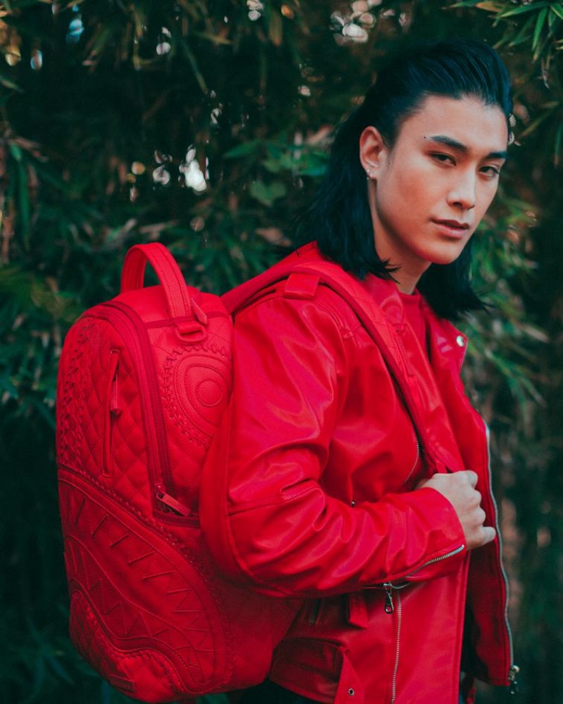 Red Men's Sprayground Red Riviera Backpacks | VEGA98157