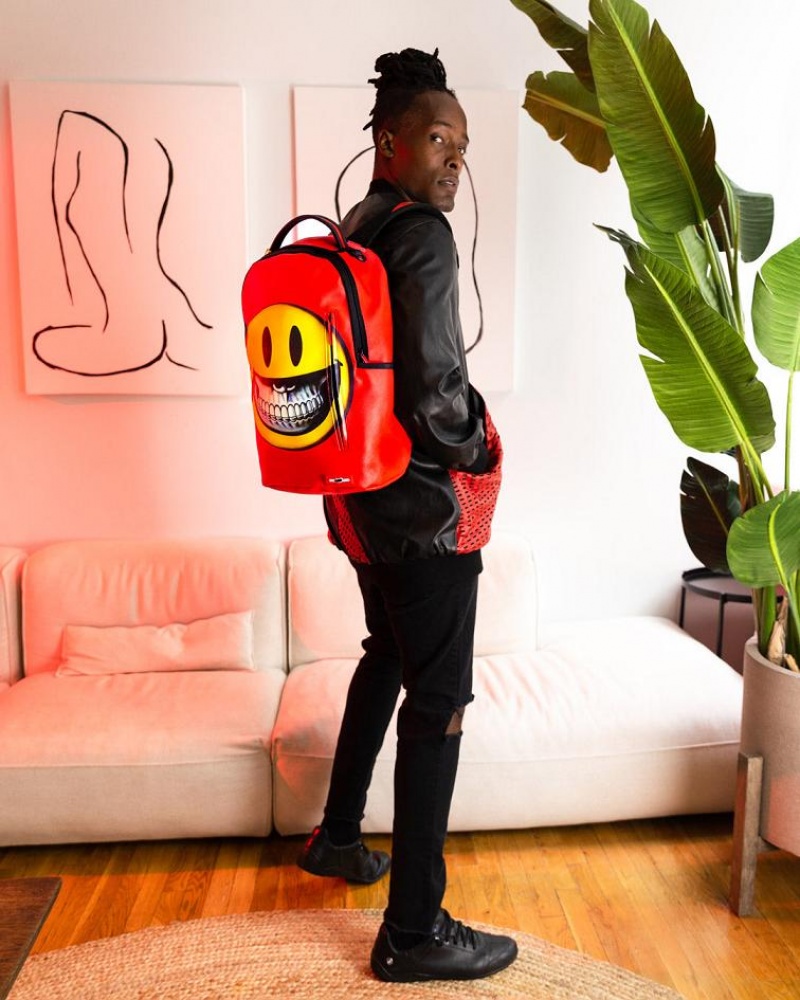 Red Men's Sprayground Ron English Backpacks | XANF12046