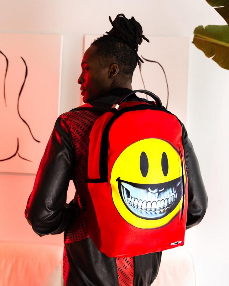 Red Men's Sprayground Ron English Backpacks | XANF12046