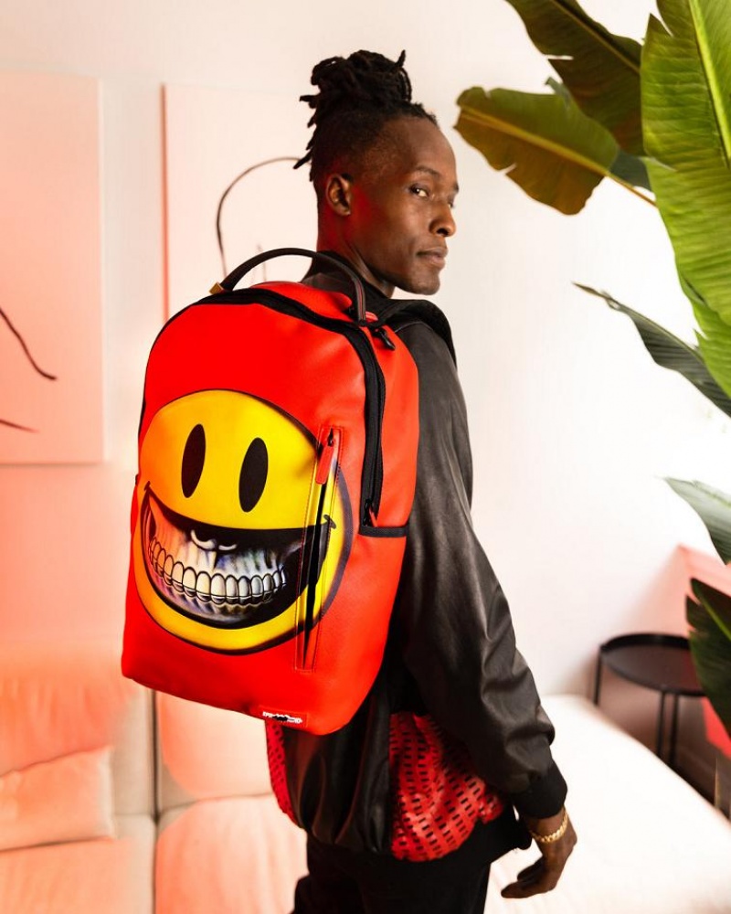 Red Men's Sprayground Ron English Backpacks | XANF12046