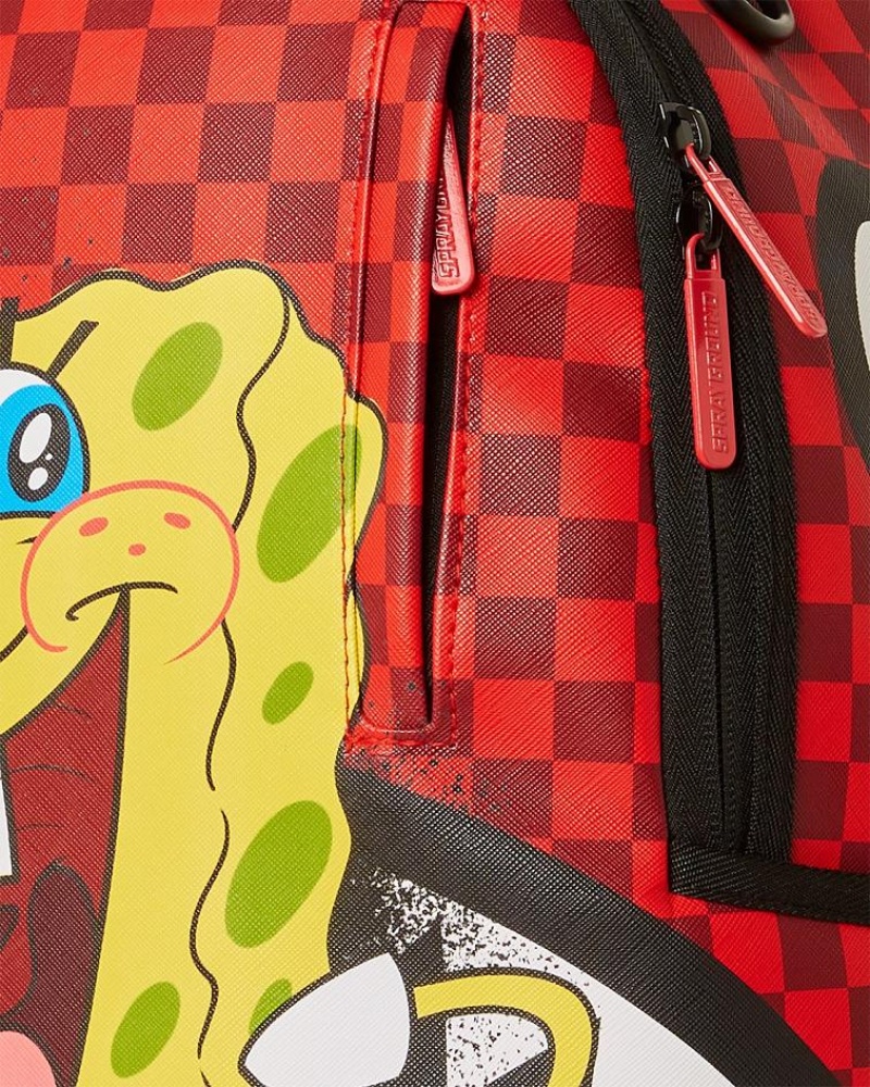 Red Men's Sprayground Spongebob Hello World Backpacks | WKPE01572