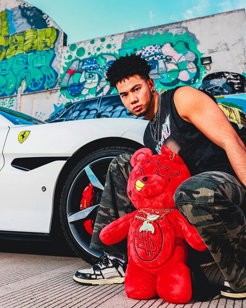 Red Men's Sprayground Teddy Bear Backpacks | ARTN45983