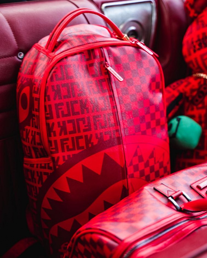 Red Men's Sprayground Veni Vidi Vici Backpacks | ETBW91846